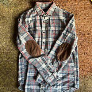 J Crew Flannel Long Sleeve Button Down with Elbow Patches Size M
